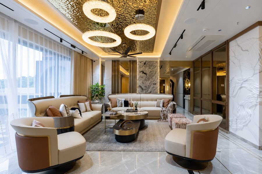 Timeless materials for a luxury living room