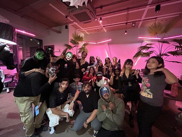 SpazioLiv team at a Halloween party