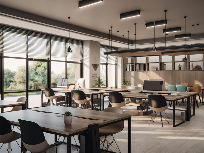 Corporate office workspace interior